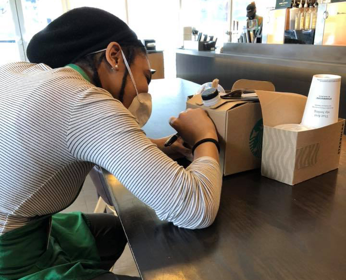 Starbucks is committed to showing support for those on the front lines - notes of encouragement accompany their deliveries