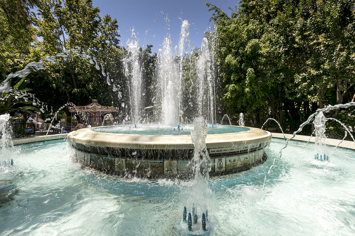 The impressive Rocio del Virgin fountain in La Alhameda square Marbella