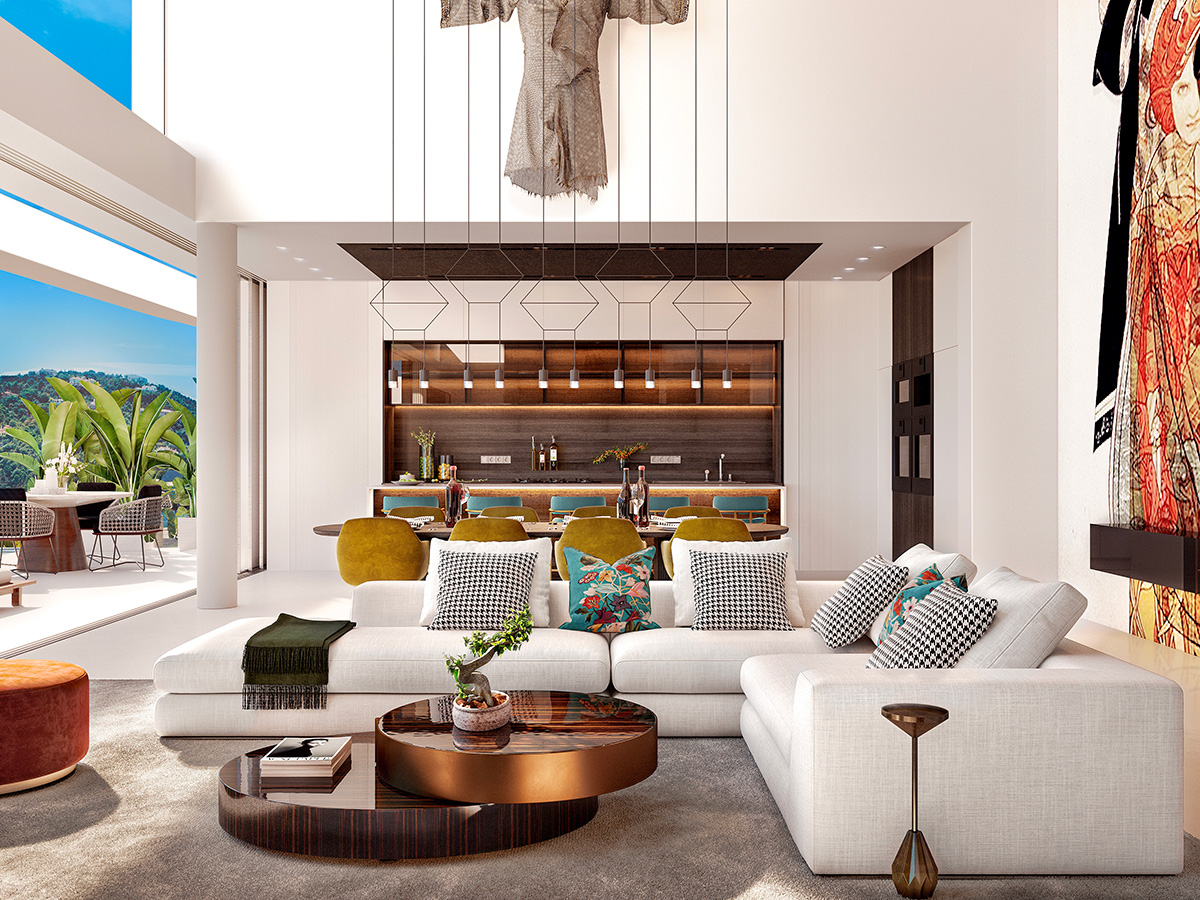 Three villas at Vista Lago have double height ceilings
