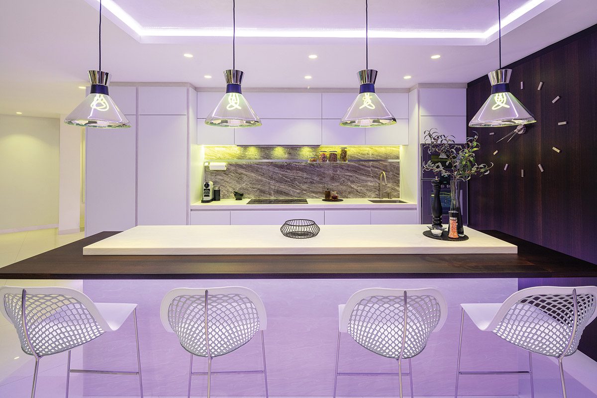 Open plan kitchen, “Maison Lumière” in Tangier, Morocco,