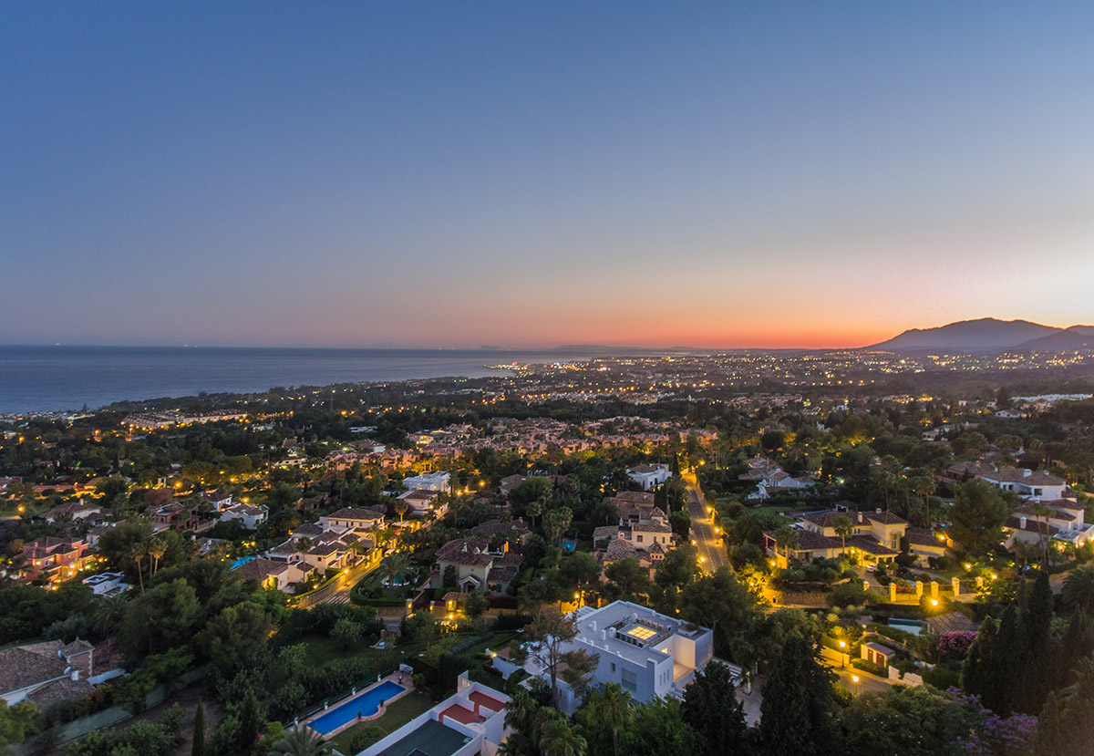 Marbella and its luxury property at sunset
