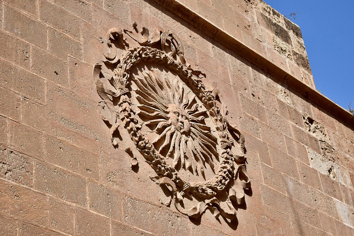 Carving of the sun on the eastern wall of the cathedral,