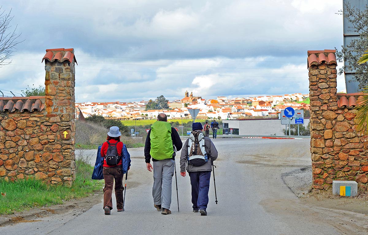 Pilgrims entering Monesterio village
