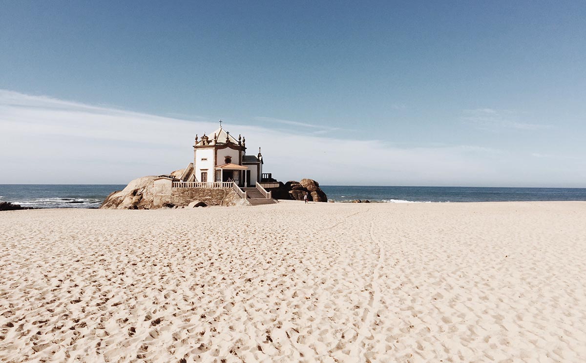 A chapel on the beach in Vila Nova De Gaia