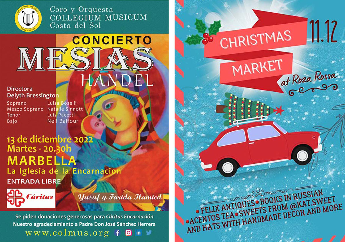 Handel's Mesia concert and Christmas Market at Roza Rossa posters