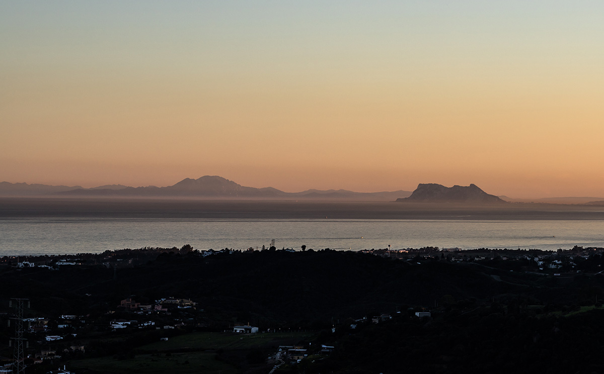 Pilars of Hercules at Sunset, Jebel Musa (left) and Rock of Gibraltar (right)