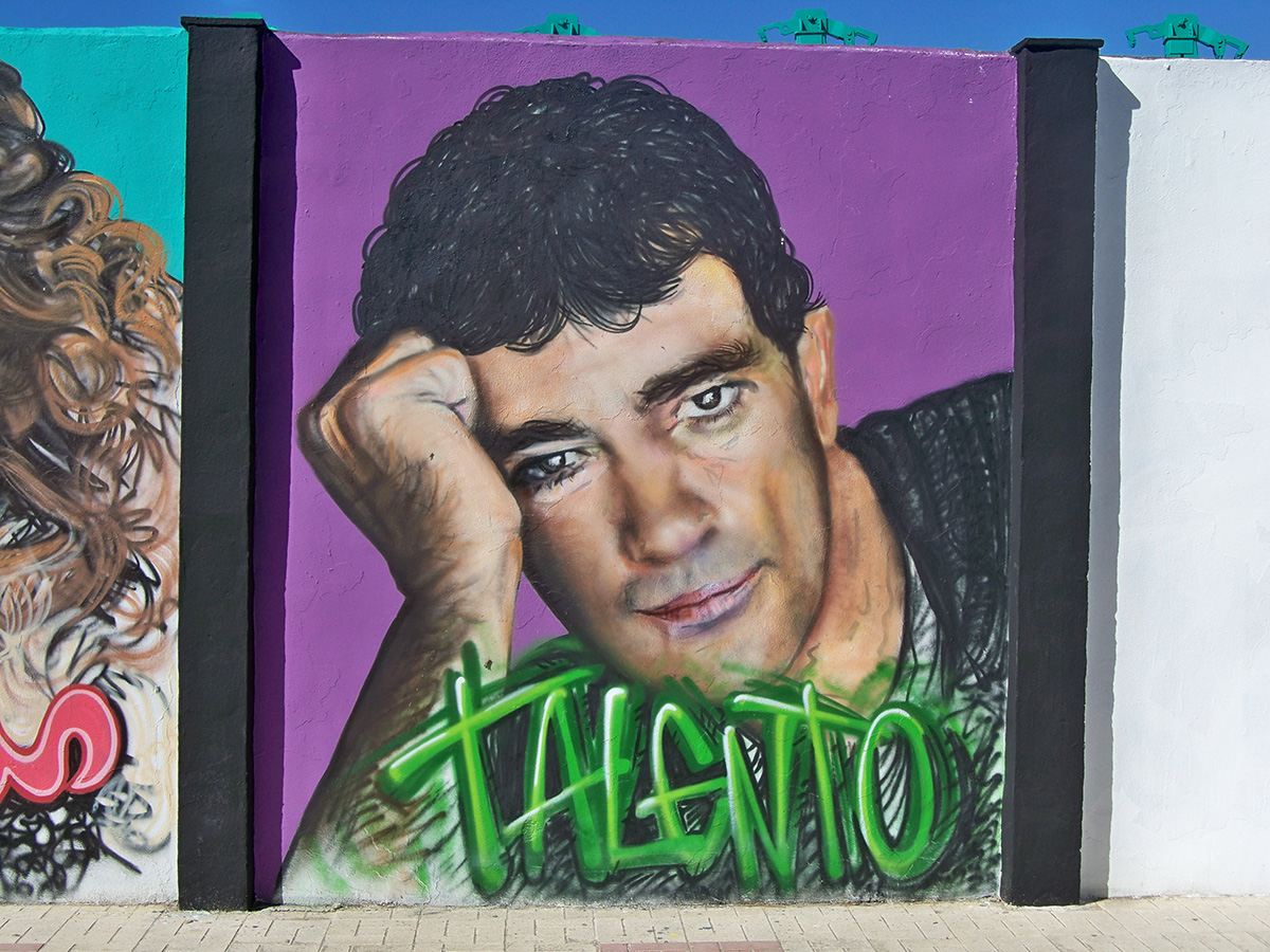 Graffiti of Antonio Banderas in Málaga, his hometown