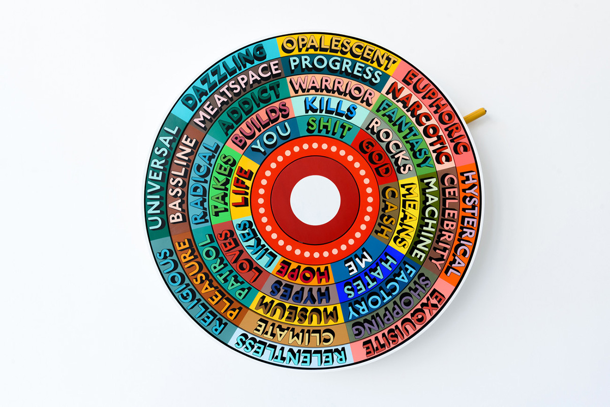 Colourful typographic artworks using acrylic gouache on wood
