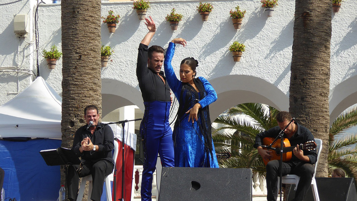 Flamenco dancing in an outdoor event.
