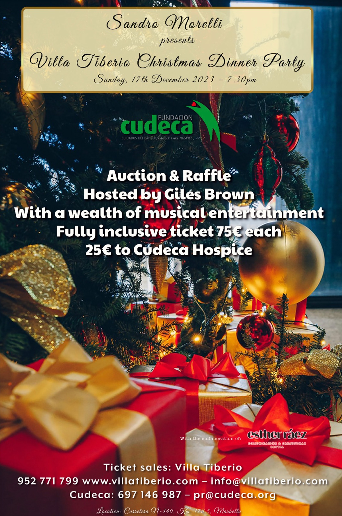 Poster for Cudeca fundraising Auction and Raffle