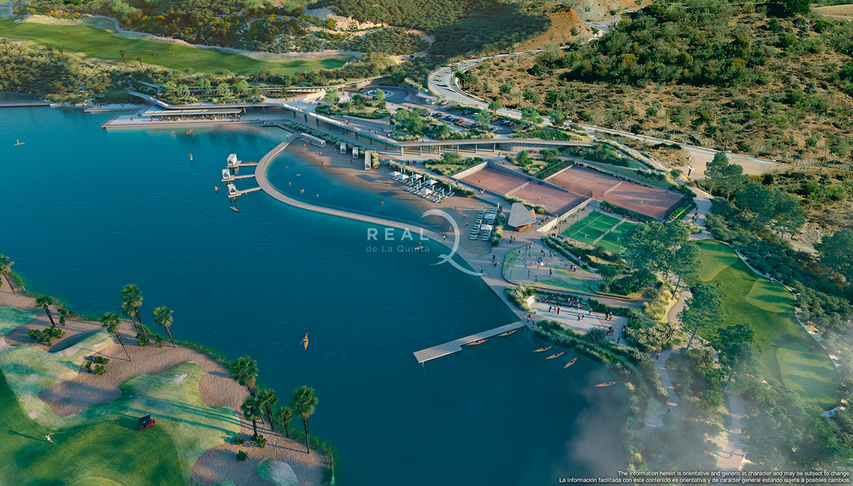 Image of the future lake and retail complex at Real de la Quinta.