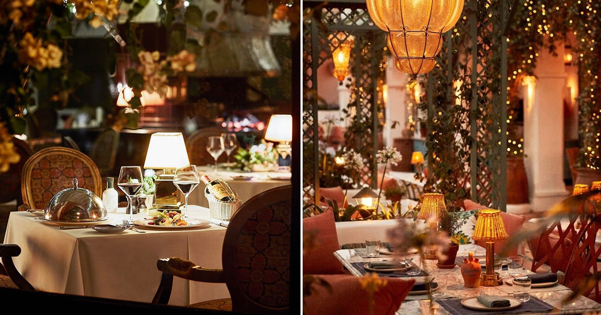 Marbella restaurant interiors, Left: The Grill and Right: El Patio