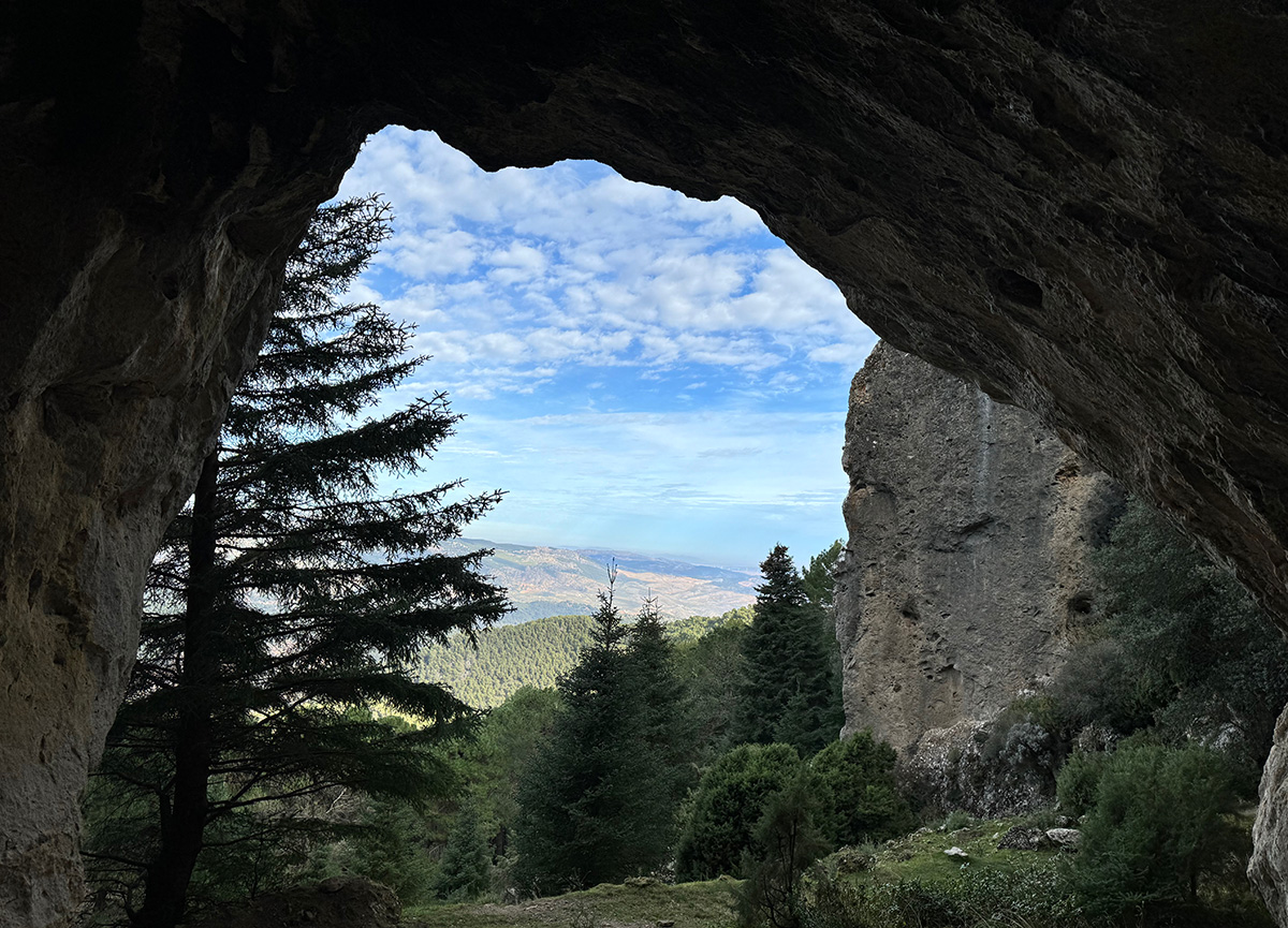 View looking out from the cave “Cueva del Agua”, Sierra de las Nieves