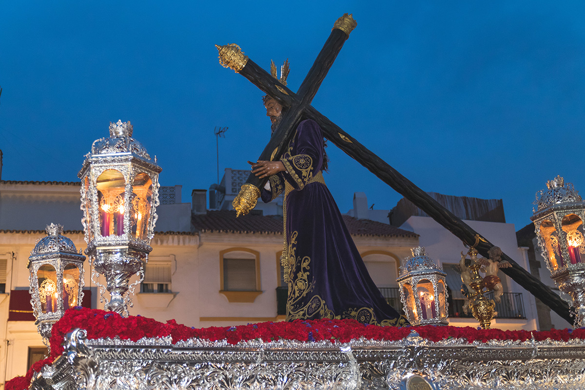 Statue of Jesus Christ carrying his cross in a holy week procession in Marbella