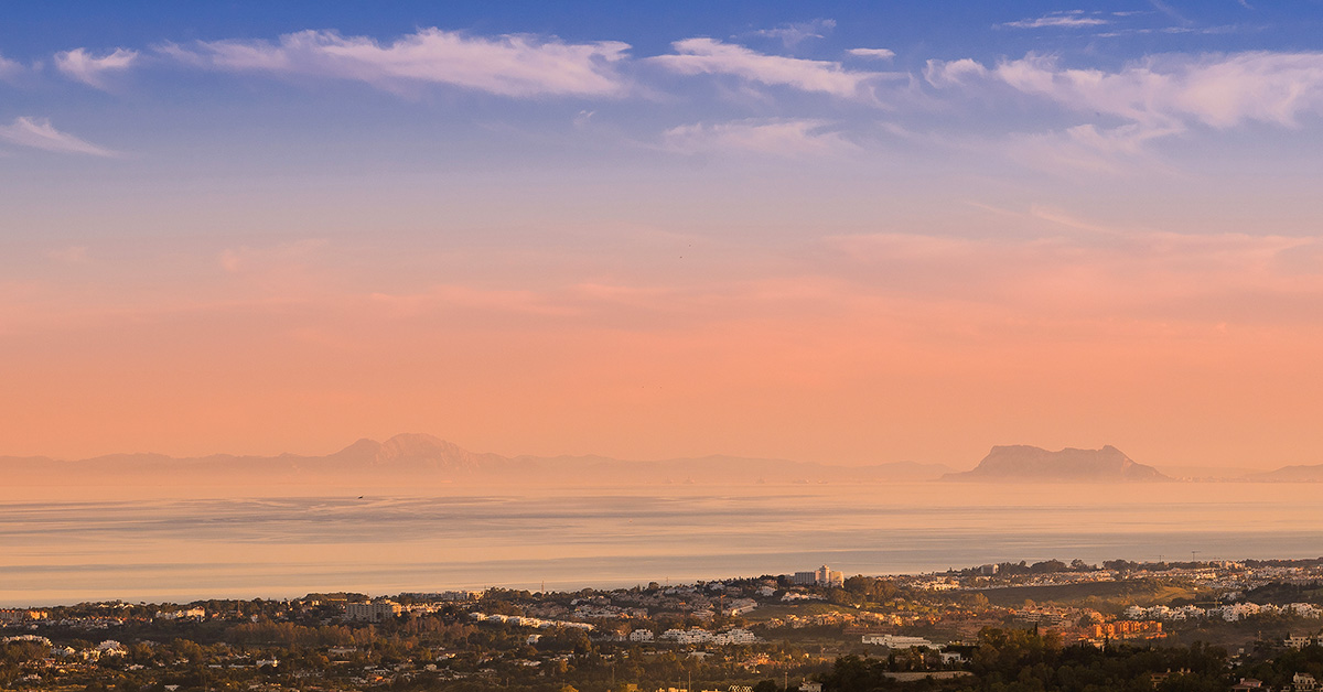 View of Mediterranean, gibraltar and Africa from Vista Lago